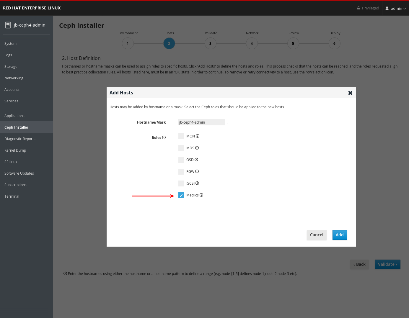 Cockpit add metrics host