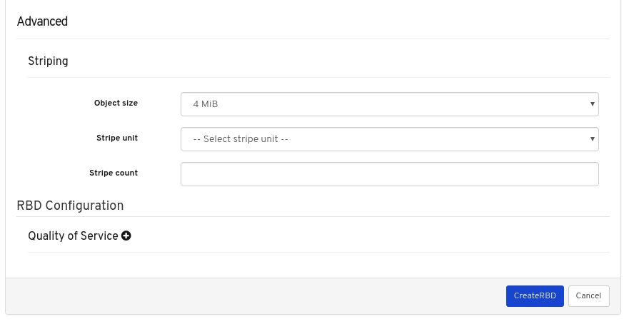 Create image Advanced settings parameters