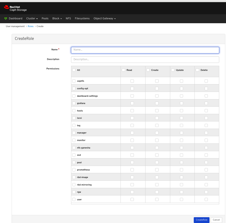 Create role window