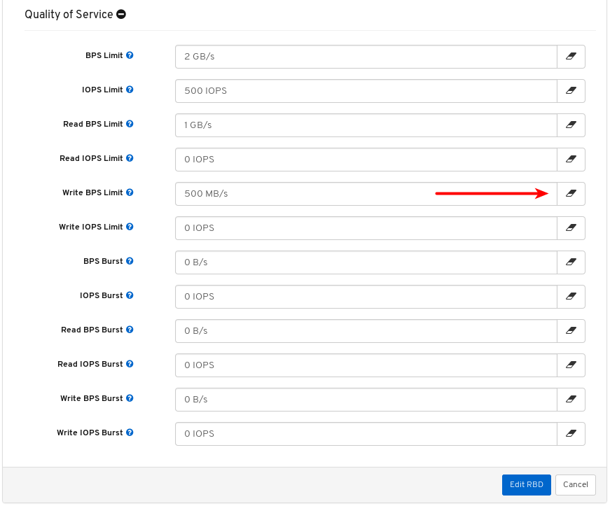 Click the eraser symbol to remove local values.