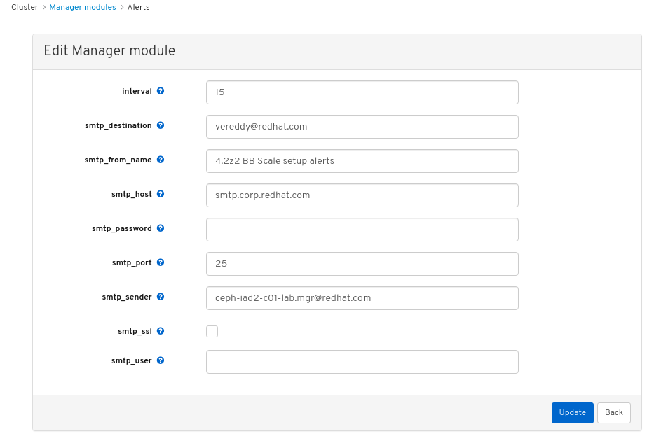 Edit Manager module for alerts