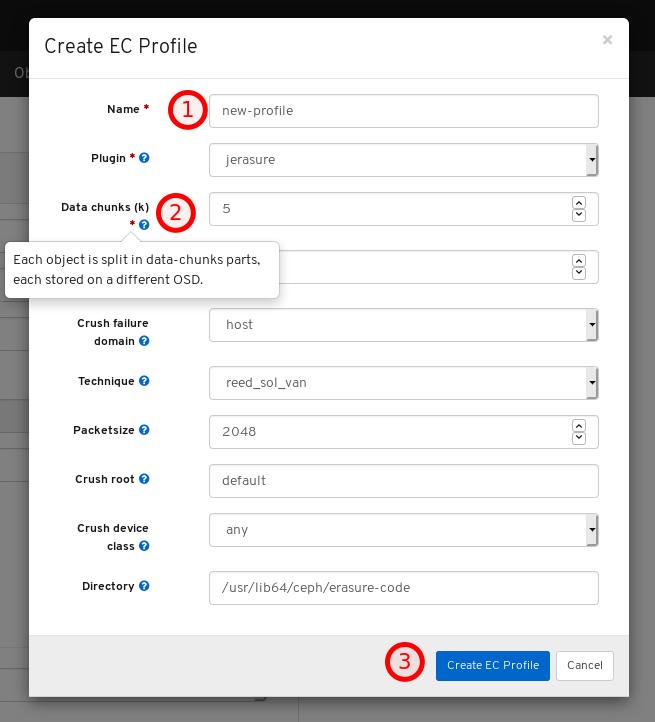 EC profile dialog