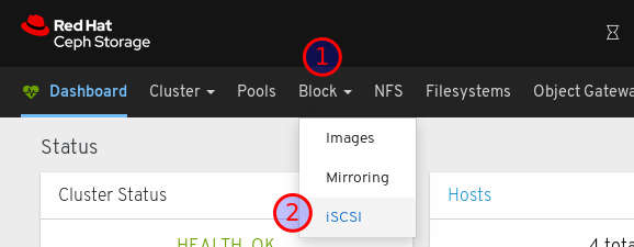 Block을 클릭한 다음 iSCSI를 클릭합니다.