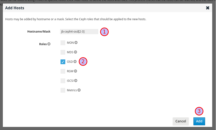 Add OSDs using pattern range