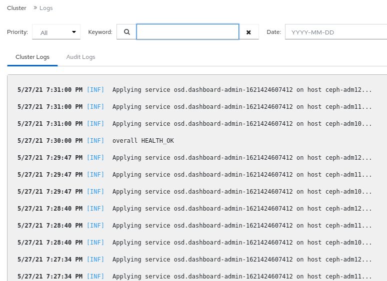 Cluster logs