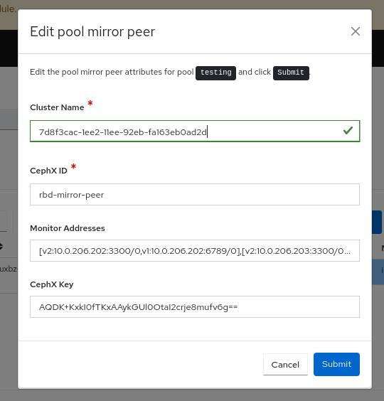 Editing peer in mirroring