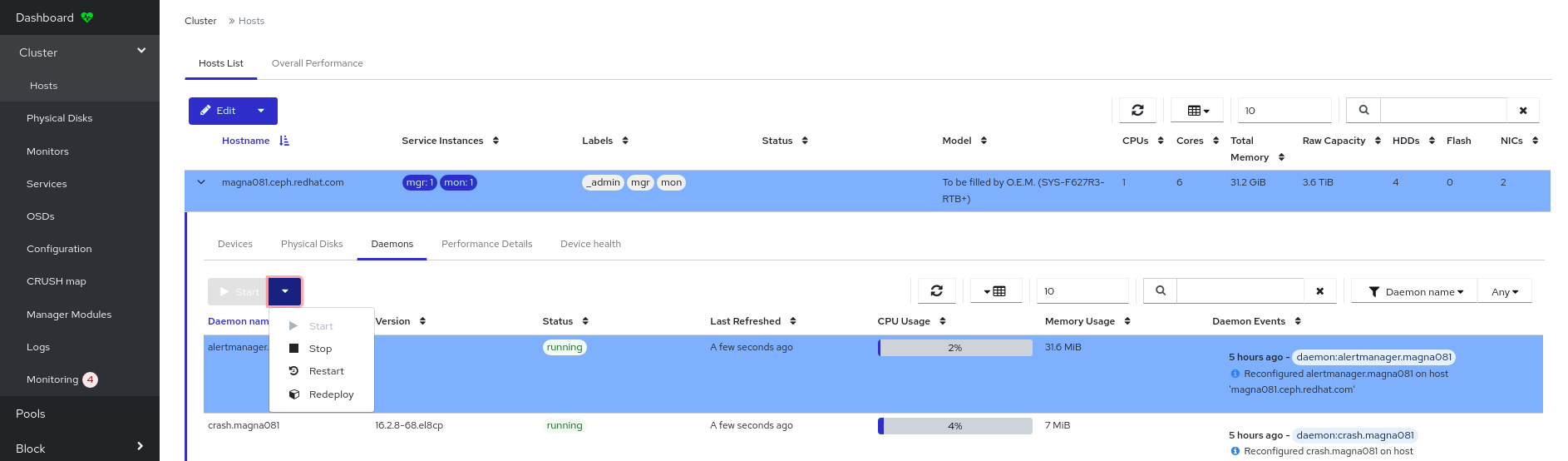 Managing daemons