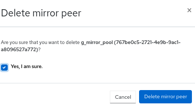 Delete peer in mirroring