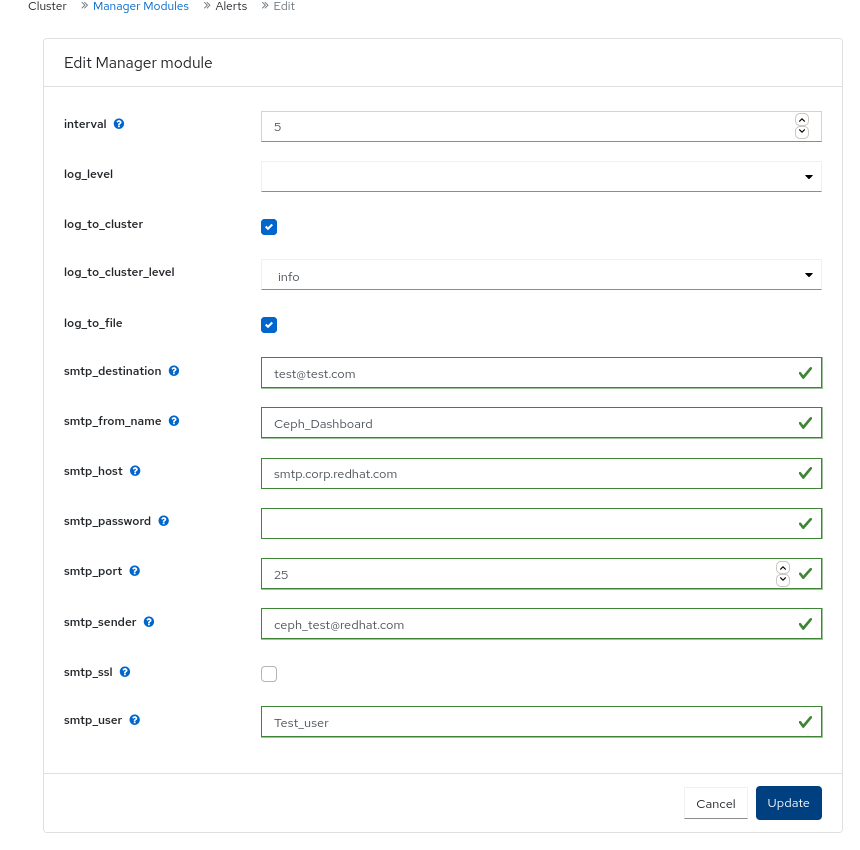 Edit Manager module for alerts