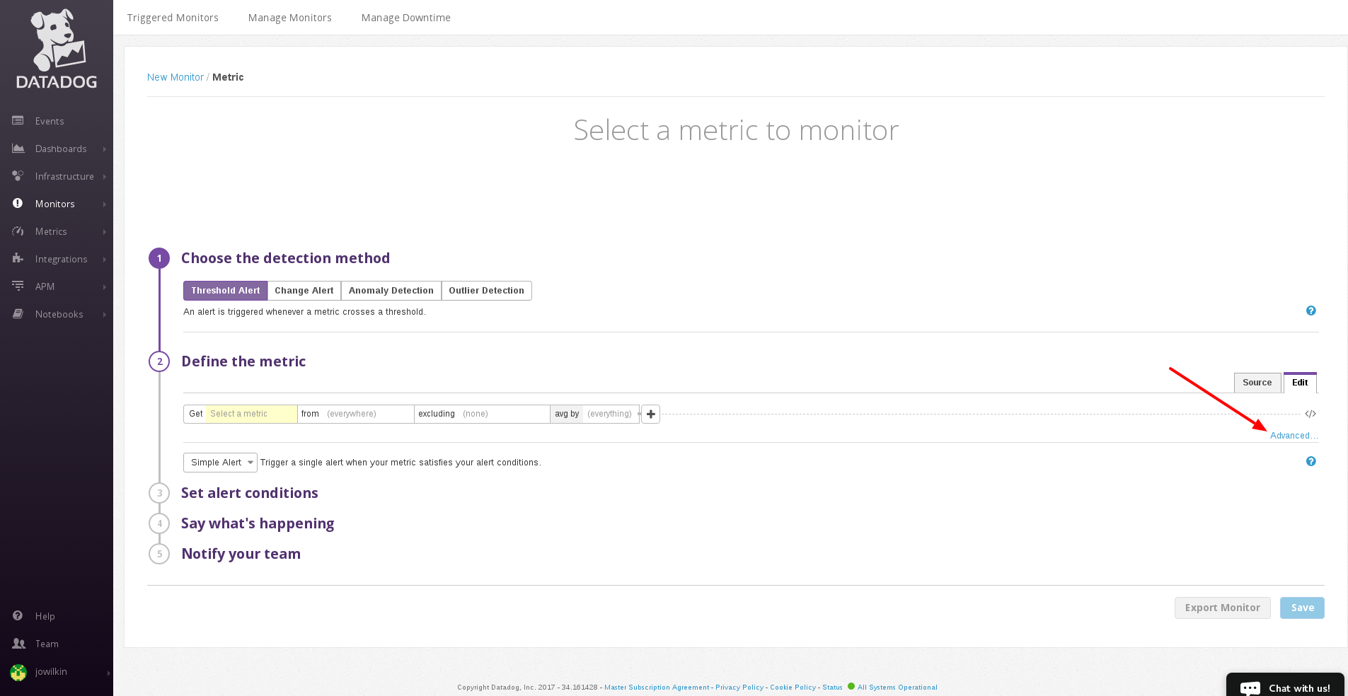 datadog new monitor