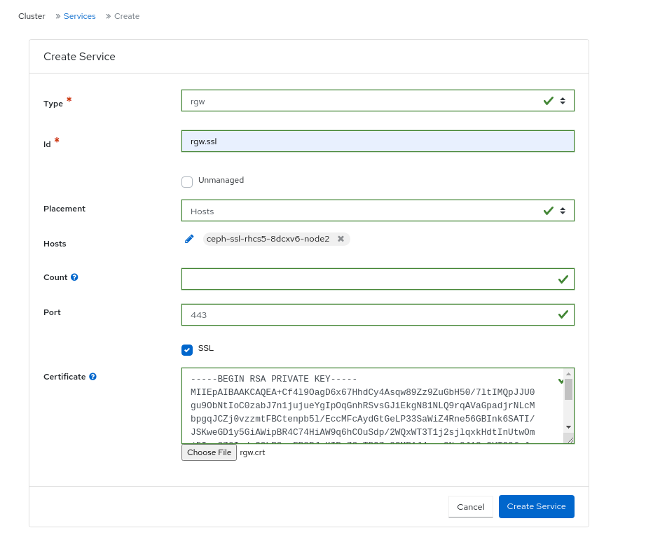 Creating Ceph Object Gateway service