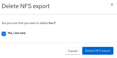 Delete NFS export window