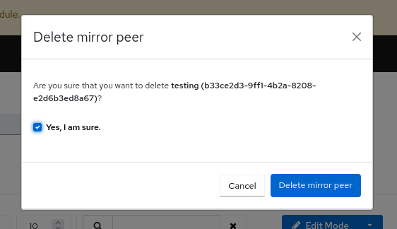 Delete peer in mirroring