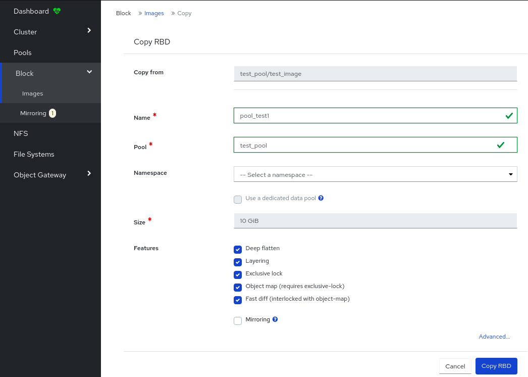 Chapter 13. Managing block devices using the Ceph dashboard Red Hat