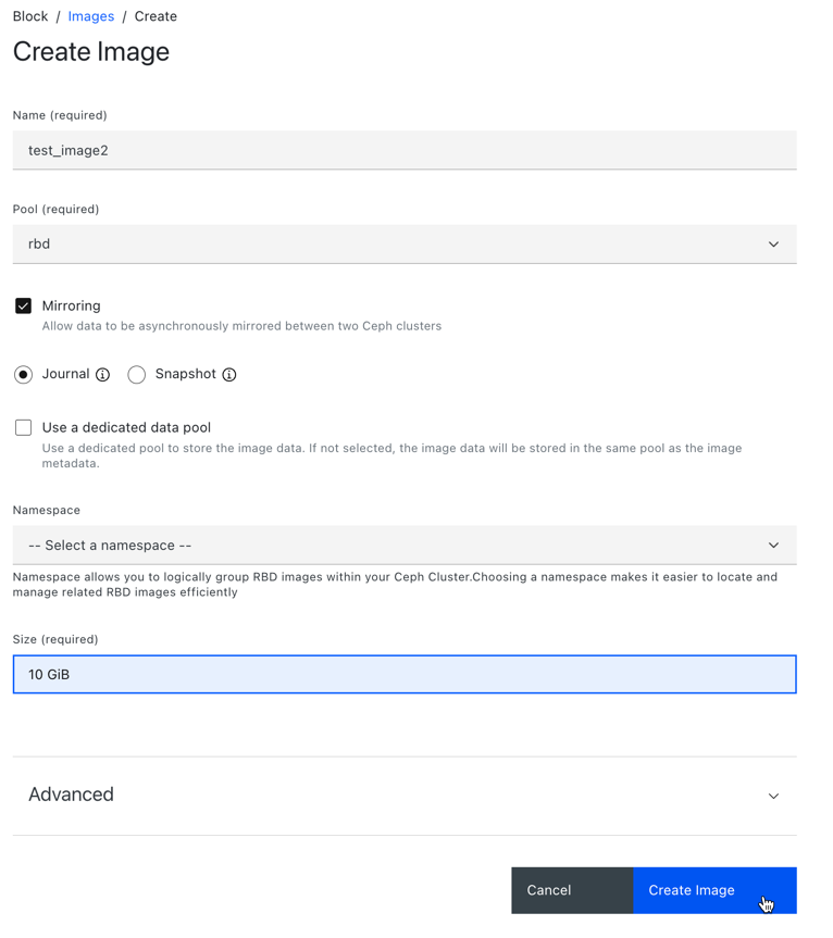 Create mirroring image