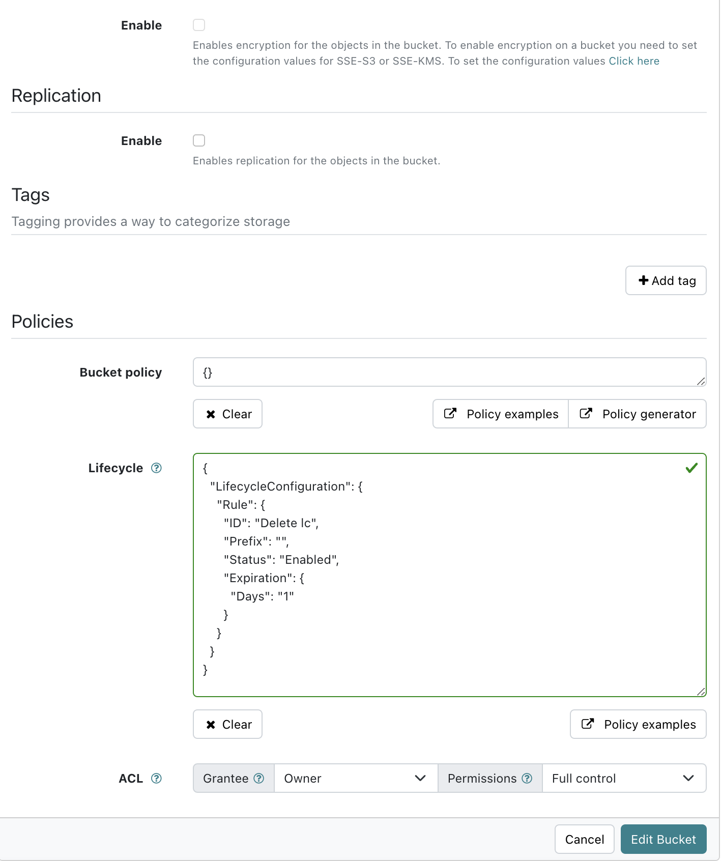 Ceph object gateway apply LC rule