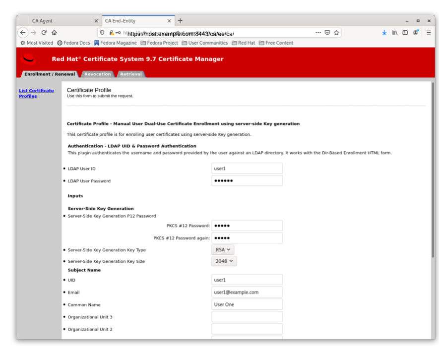 Server-Side Keygen Enrollment that will be automatically approved upon successful LDAP uid/pwd authentication