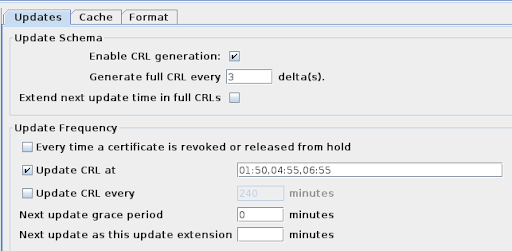 CRL updates 选项卡设定时间
