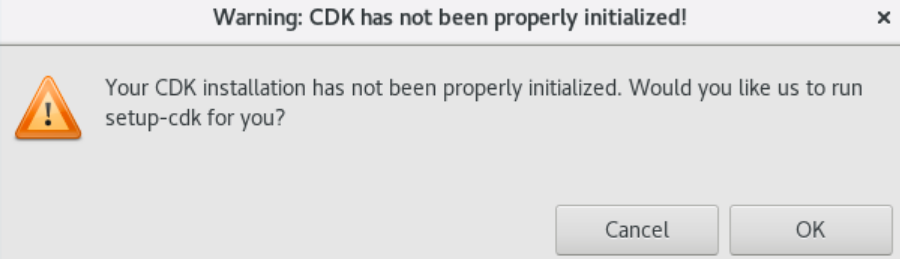 CDK has not been properly initialized Message