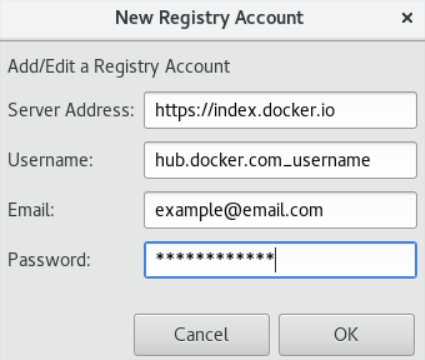 Entering Details for the New Registry Account