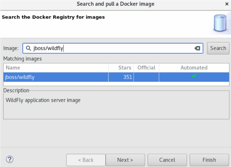 Searching for the jboss/wildfly Image