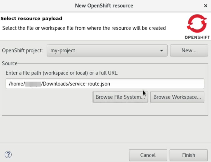 Selecting the service-routes.json File