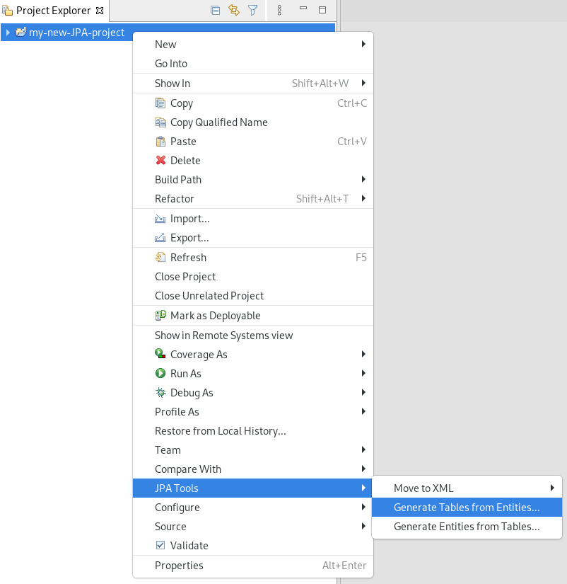 crs generate tables from entities