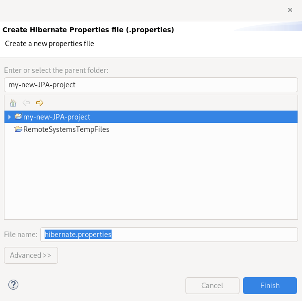 crs create hibernate properties file