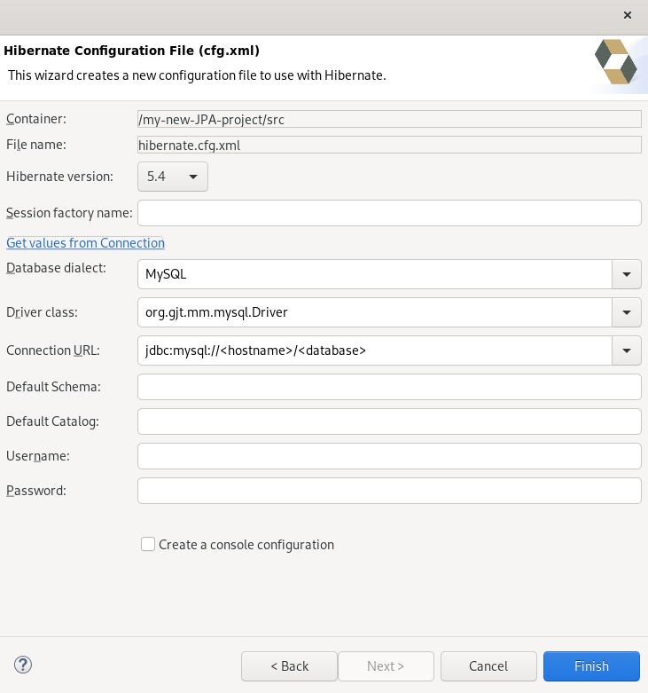 crs hibenate config file creation