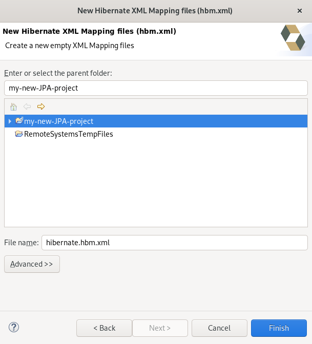 crs selecting parent directory for hibernate mapping file