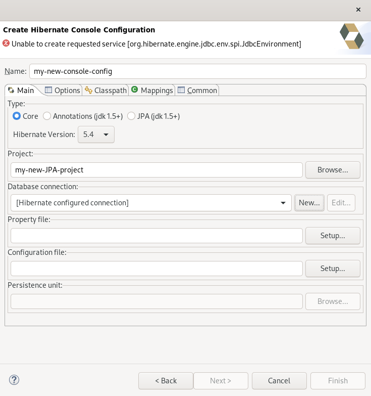 crs create hibernate console config