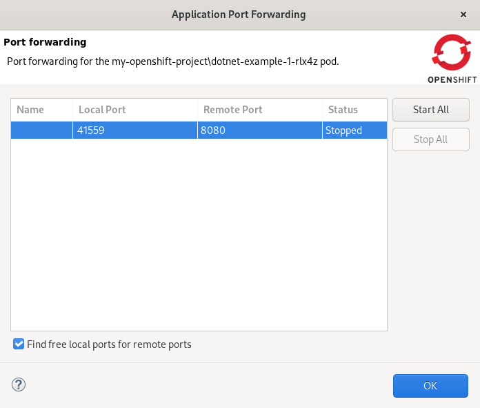 crs start port forwarding