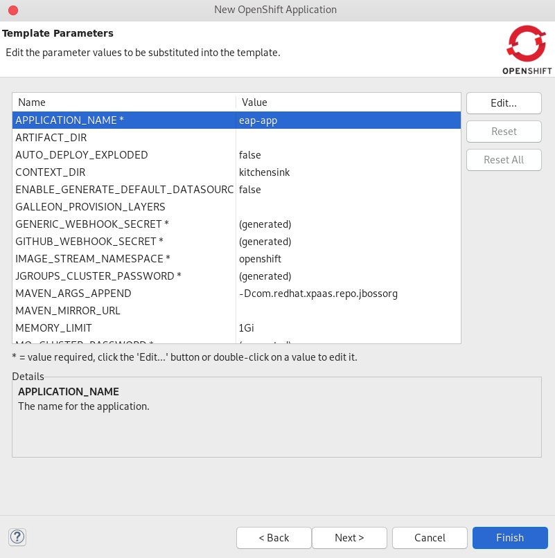 crs template parameters