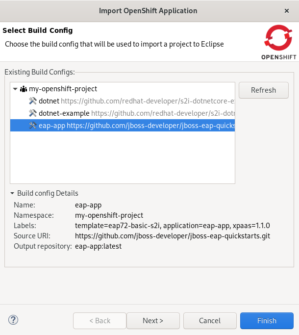 crs select build config