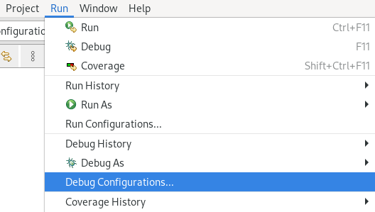 crs run debug config