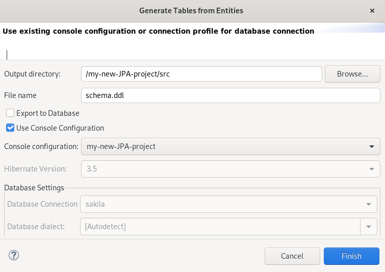 crs generating tables from entities