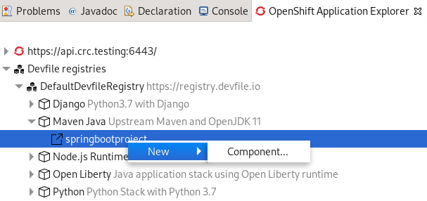 crs creating a component for devfile registry
