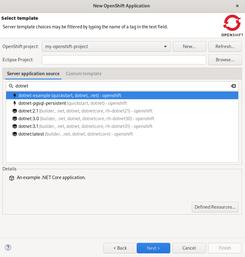 crs crc os selecting template