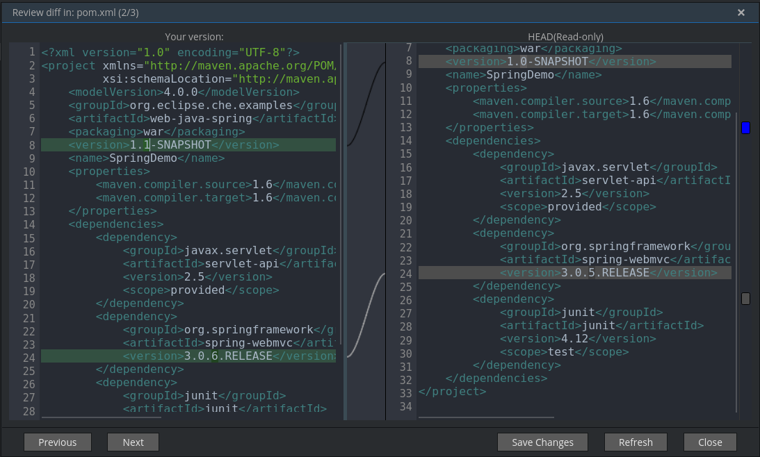 git diff widget