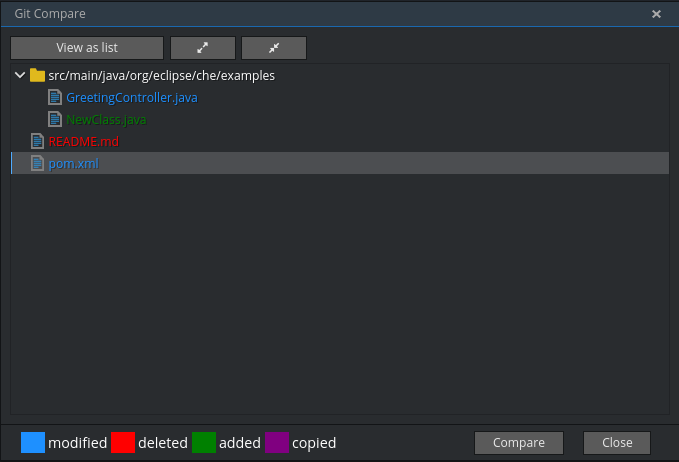 git compare tree view