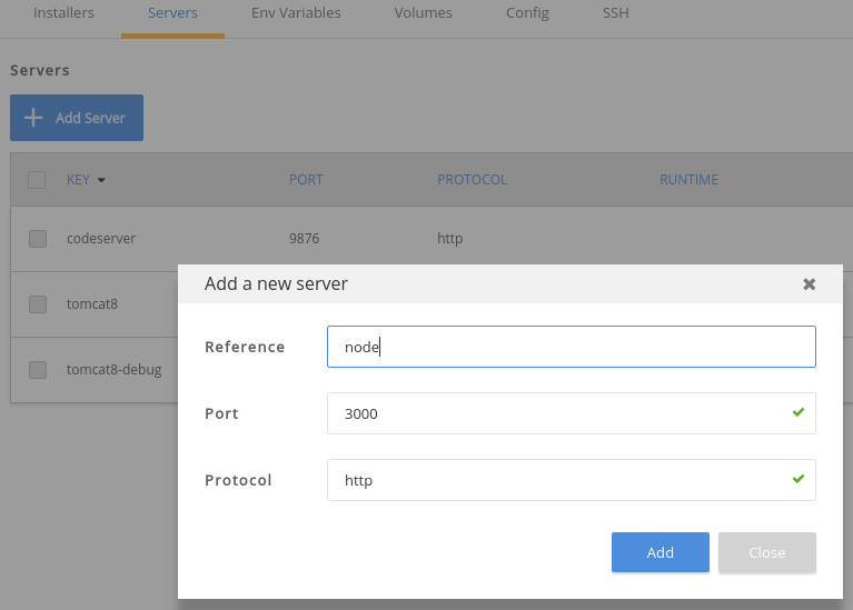 servers dashboard