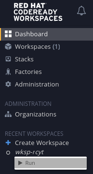 Recent Workspaces からの実行