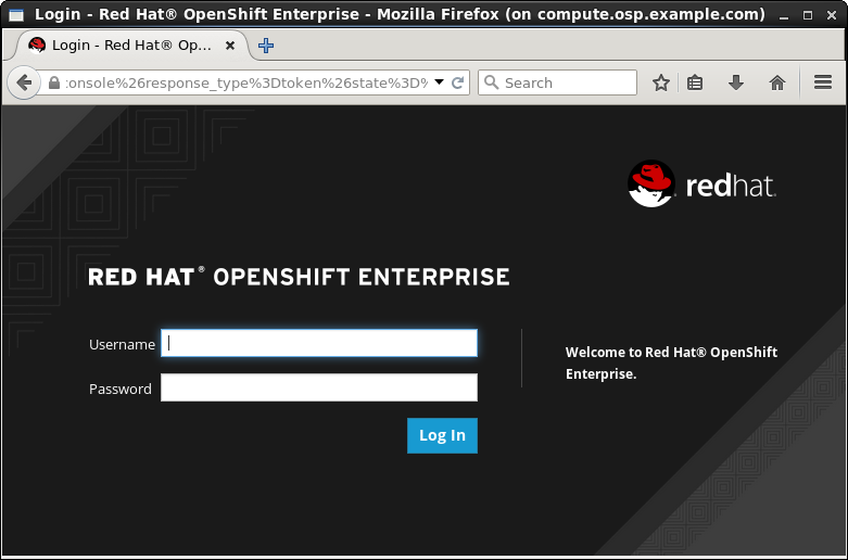OpenShift Login Screen