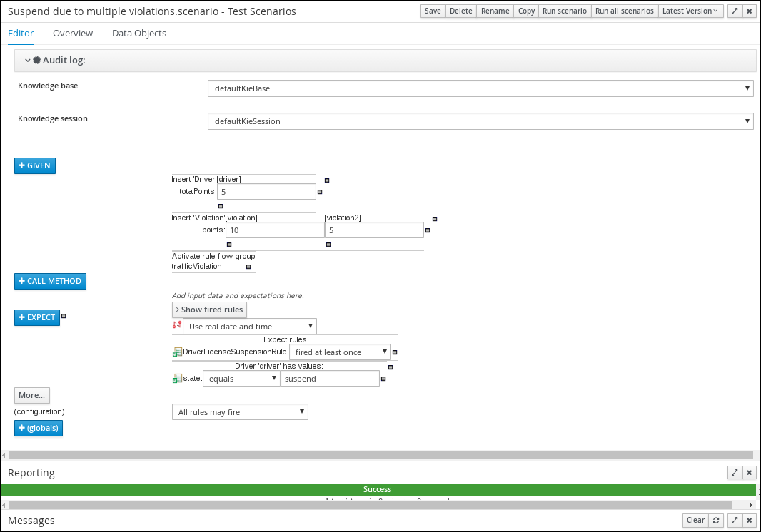 Suspension test results screen