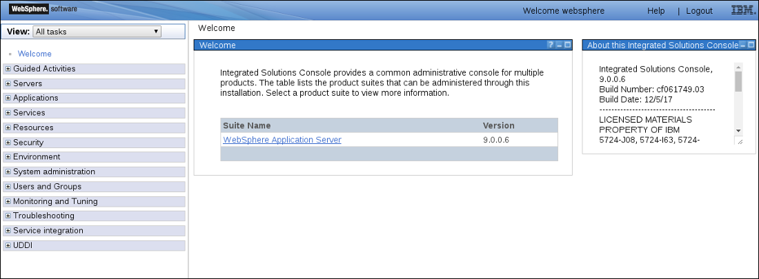 websphere console