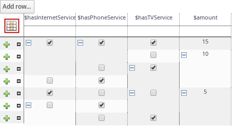 Merge cells in a data table