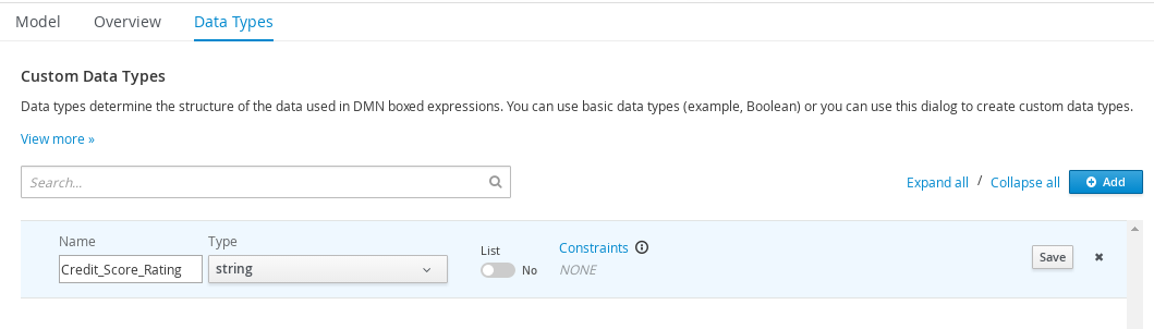 dmn custom data type add