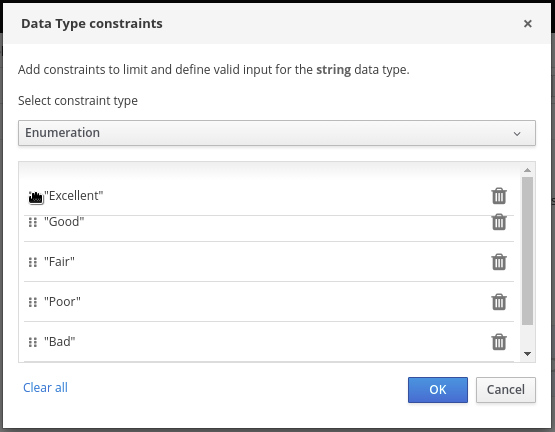 dmn custom data type constraints drag