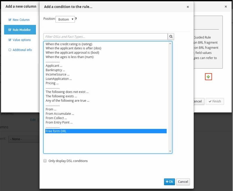 Condition BRL Fragment column for guided decision tables designer