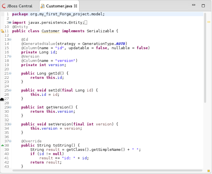 .java Displayed in the Editor